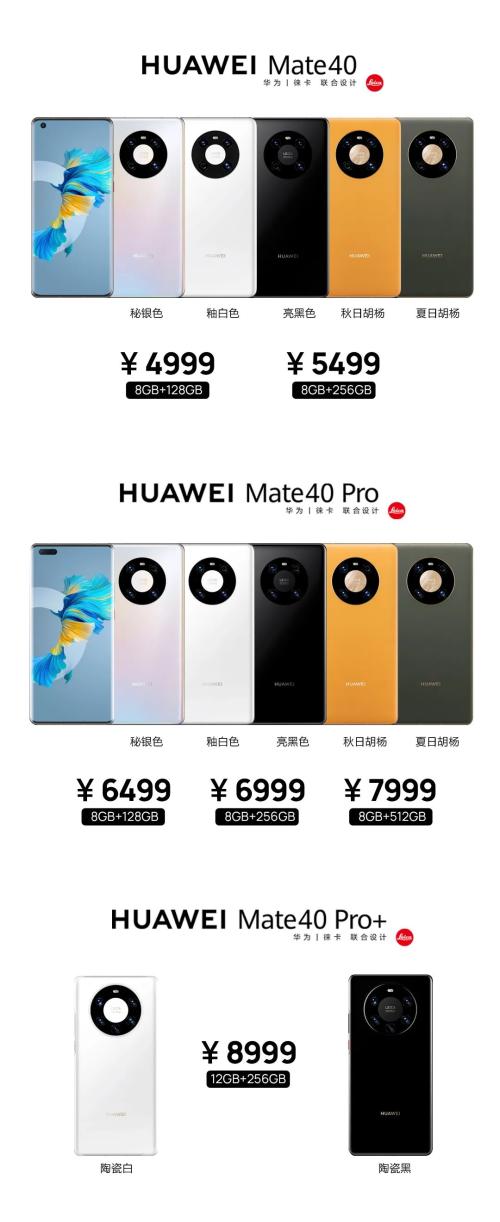 4999元起！剛剛，華為Mate 40系列售價公布！網友直呼“真香”：比火車票還難搶！ iPhone